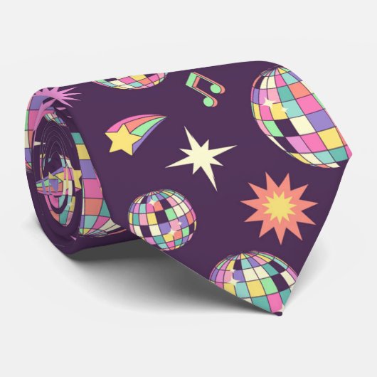 Colorful Retro Groovy Disco Pattern ネクタイ (ロール)