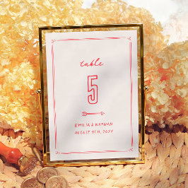 Colorful Retro Hand Drawn Modern Wedding テーブルナンバー