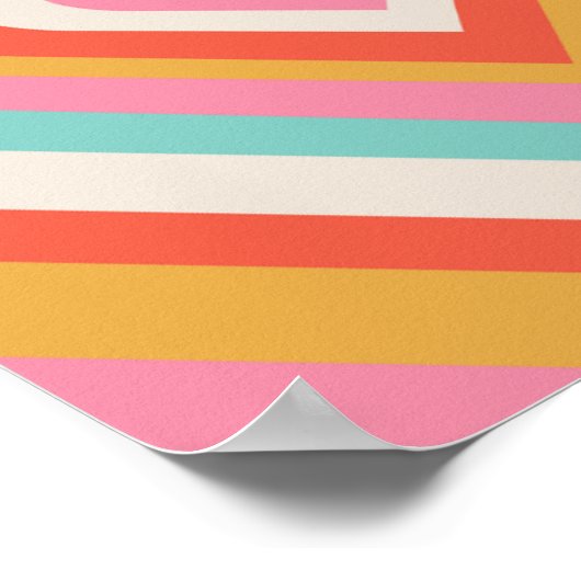 Colorful Retro Hearts with Sparkles | Valentine ポスター (角)