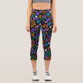 Colorful Retro Memphis Pattern Capri Leggings for  カプリレギンス (正面)