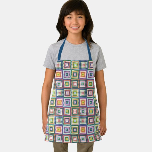 Colorful Retro Mid-Century Mid-Mod Crochet Blossom エプロン (インサイチュ)