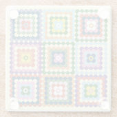 Colorful Retro Mid-Century Mid-Mod Crochet Blossom ガラスコースター (裏面)