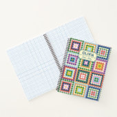 Colorful Retro Mid-Century Mid-Mod Crochet Blossom ノートブック (内部)