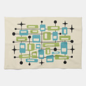 Colorful Retro Mid Century Modern Atomic Abstract キッチンタオル (横)