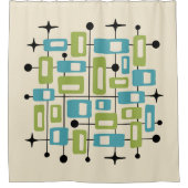 Colorful Retro Mid Century Modern Atomic Abstract シャワーカーテン (正面)