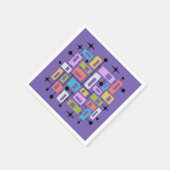 Colorful Retro Mid Century Modern Atomic Abstract スタンダードカクテルナプキン (角)