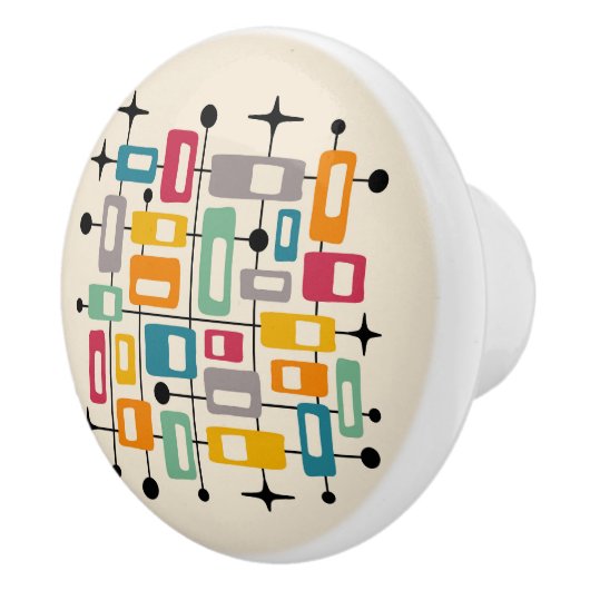 Colorful Retro Mid Century Modern Atomic Abstract セラミックノブ (右)