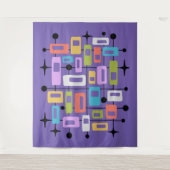 Colorful Retro Mid Century Modern Atomic Abstract タペストリー (正面)