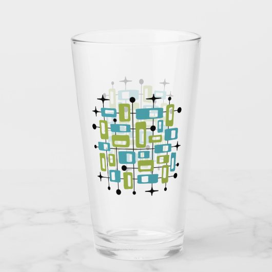 Colorful Retro Mid Century Modern Atomic Abstract タンブラーグラス (正面)