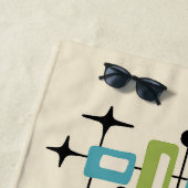Colorful Retro Mid Century Modern Atomic Abstract ビーチタオル (インサイチュ)