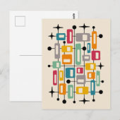 Colorful Retro Mid Century Modern Atomic Abstract ポストカード (正面/裏面)