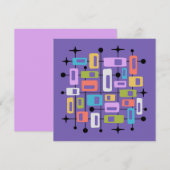 Colorful Retro Mid Century Modern Atomic Abstract 招待状 (正面/裏面)