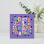 Colorful Retro Mid Century Modern Atomic Abstract 招待状 (スタンド正面)