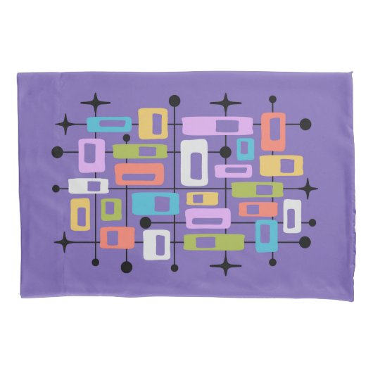 Colorful Retro Mid Century Modern Atomic Abstract 枕カバー (正面左)