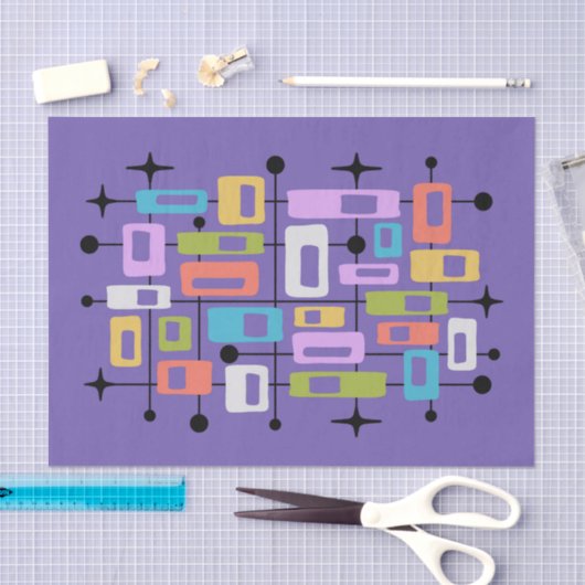 Colorful Retro Mid Century Modern Atomic Abstract 薄葉紙 (クラフト)