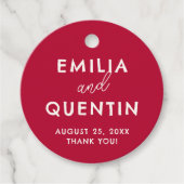 Colorful Retro Modern Cherry Red Wedding Thank You フェイバータグ (正面)