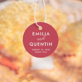 Colorful Retro Modern Cherry Red Wedding Thank You フェイバータグ