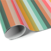 Colorful Retro Multicolor Playful Stripe Geometric ラッピングペーパー (ロールコーナー)