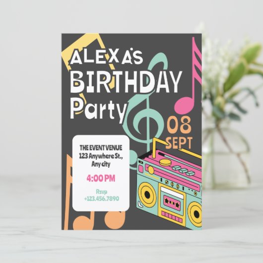 Colorful retro music notes  招待状 (スタンド正面)