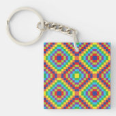 Colorful Retro Optical Illusion Geometric Rainbow キーホルダー (正面)