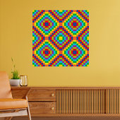 Colorful Retro Optical Illusion Geometric Rainbow ポスター