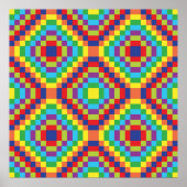 Colorful Retro Optical Illusion Geometric Rainbow ポスター (正面)