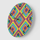 Colorful Retro Optical Illusion Geometric Rainbow ラージ壁時計 (傾斜)