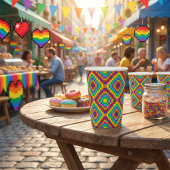 Colorful Retro Optical Illusion Geometric Rainbow 紙コップ