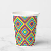 Colorful Retro Optical Illusion Geometric Rainbow 紙コップ (正面)