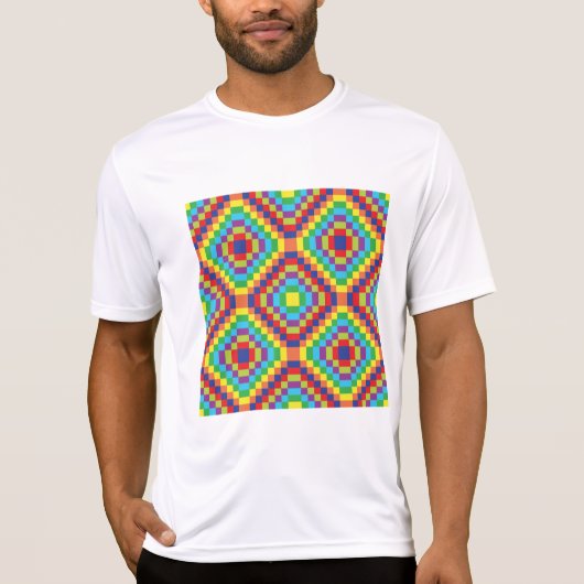 Colorful Retro Optical Illusion Geometric Rainbow Tシャツ (正面)