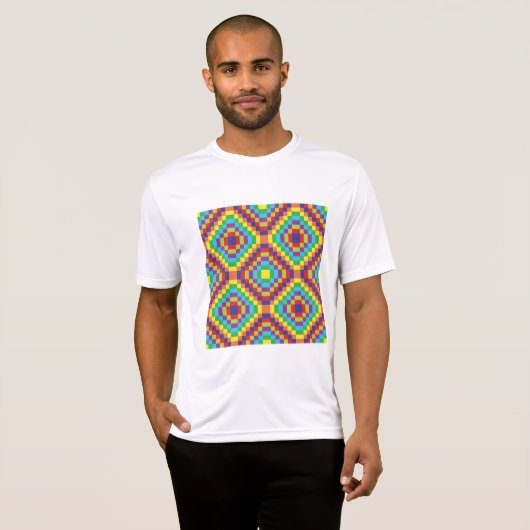 Colorful Retro Optical Illusion Geometric Rainbow Tシャツ (正面フル)