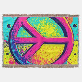 Colorful Retro Peace Sign スローブランケット (正面)