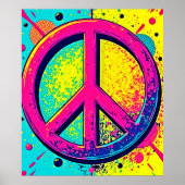 Colorful Retro Peace Sign ポスター (正面)