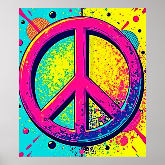 Colorful Retro Peace Sign ポスター (正面)