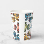 Colorful Retro Robots Boy Birthday Party 紙コップ (左)