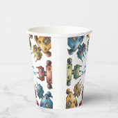 Colorful Retro Robots Boy Birthday Party 紙コップ (右)