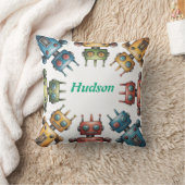 Colorful Retro Robots Boy Birthday Party Gift クッション (ブランケット)