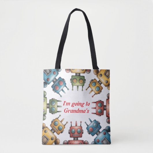 Colorful Retro Robots Boy Birthday Party Gift トートバッグ (正面)