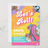 Colorful Retro Roller Skate Birthday 招待状 (正面)