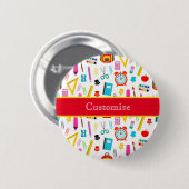 Colorful Retro School Supplies 缶バッジ (正面&裏面)