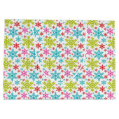 Colorful Retro Snowflakes Christmas ラージペーパーバッグ (裏面)