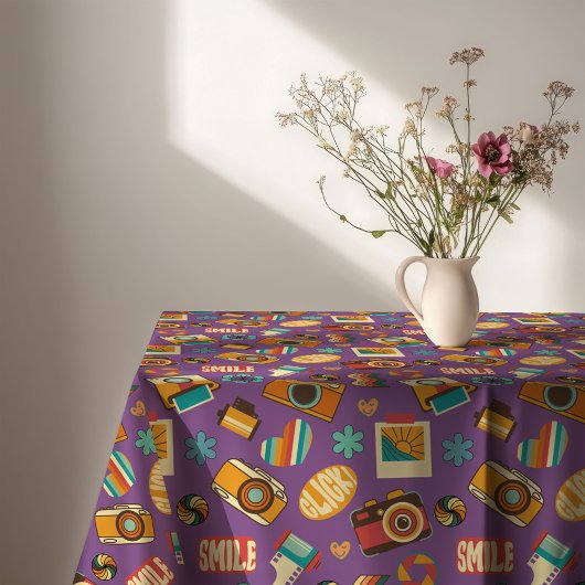 Colorful Retro Tablecloth Groovy Pastel Accent テーブルクロス