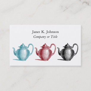 Colorful Retro Teapots Custom Personal or Company 名刺