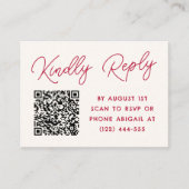 Colorful Retro Wavy Frame QR Code Wedding RSVP エンクロージャーカード (正面)
