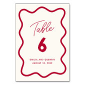 Colorful Retro Wavy Modern Wedding Table Number テーブルナンバー (裏面)