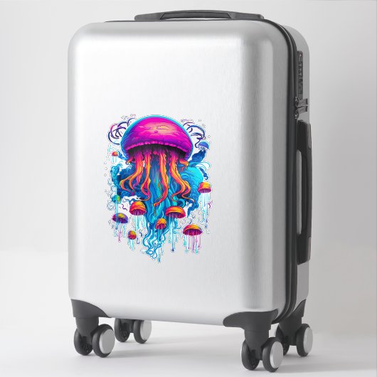 Colorful Rhapsody: Jellyfish in Cosmic Harmony シール (スーツケース)