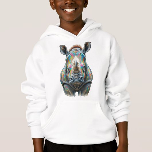 Colorful Rhino Portrait Vibrant Wildlife  (正面)