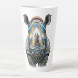 Colorful Rhino Portrait Vibrant Wildlife  カフェラテマグ