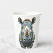 Colorful Rhino Portrait Vibrant Wildlife  紙コップ (裏面)