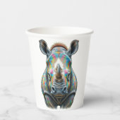 Colorful Rhino Portrait Vibrant Wildlife  紙コップ (正面)